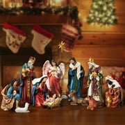 KUETH Indoor Nativity Set Christmas Nativity Scene Holiday Family Gift Religious Decorations 13 Pieces 9.8 inch